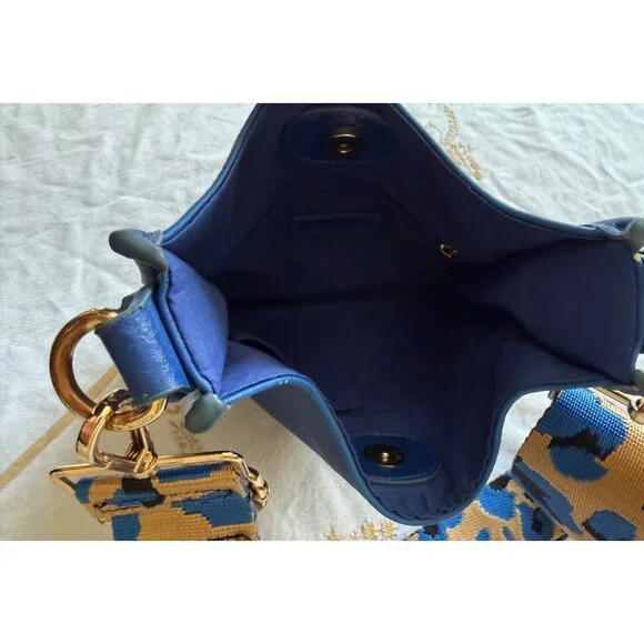 Ah-Dorned Blue Leather Animal Print Strap Crossbody Bag - Picture 6 of 9